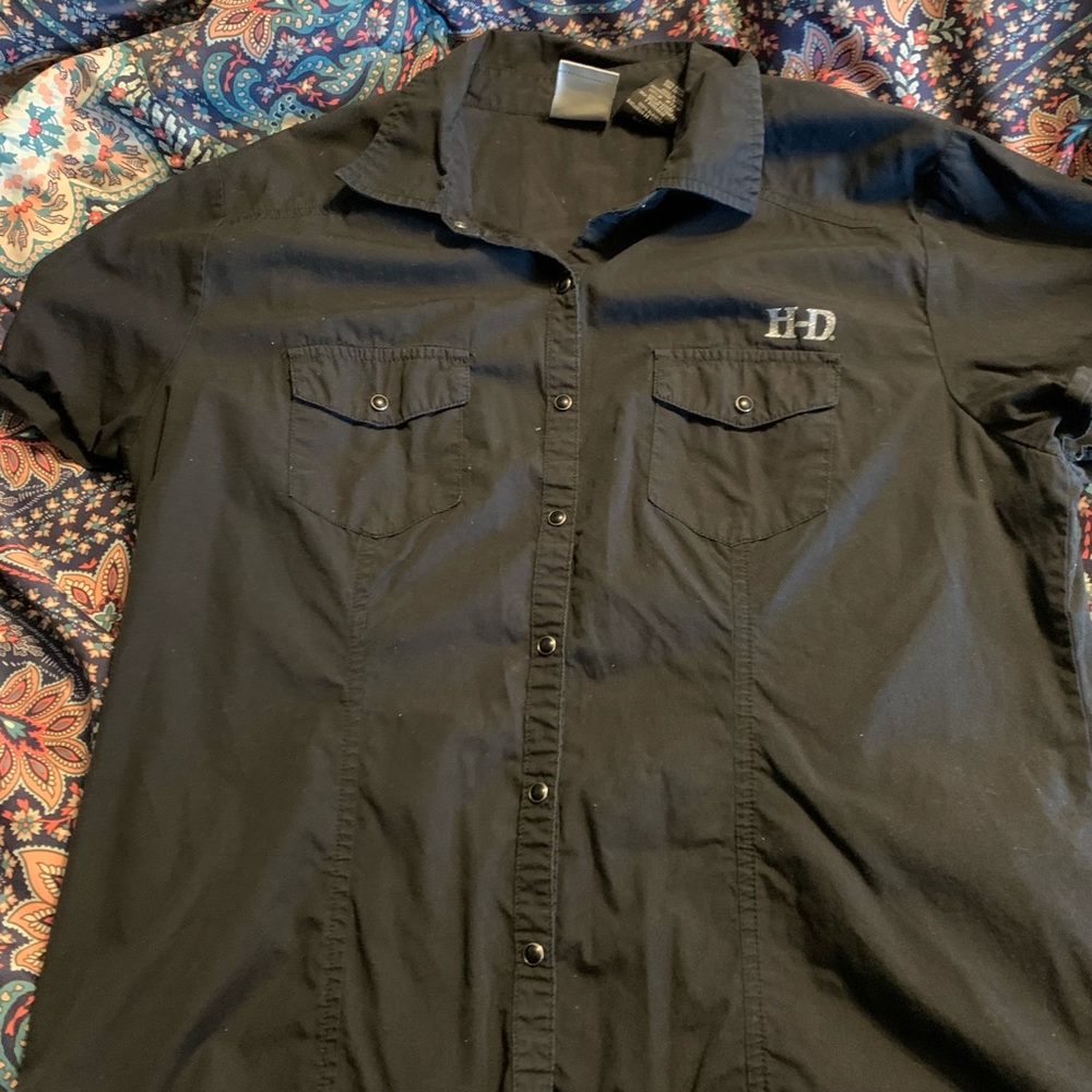 Button down black Harley Davidson women’s shirt